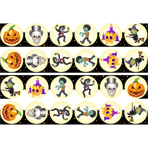 Halloween Classroom Bulletin Board Border | Skull Zombie Witch Design
